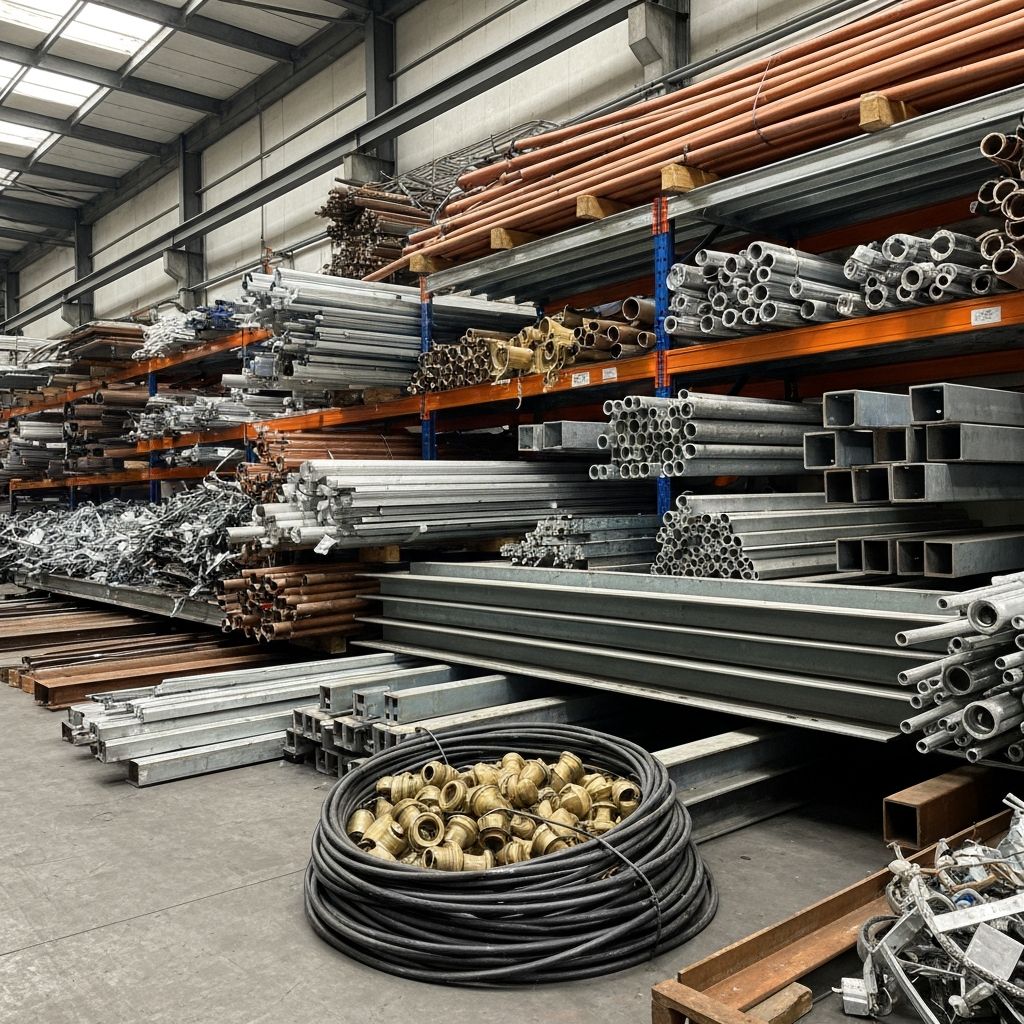 Chatarra de cobre, aluminio y metales organizados